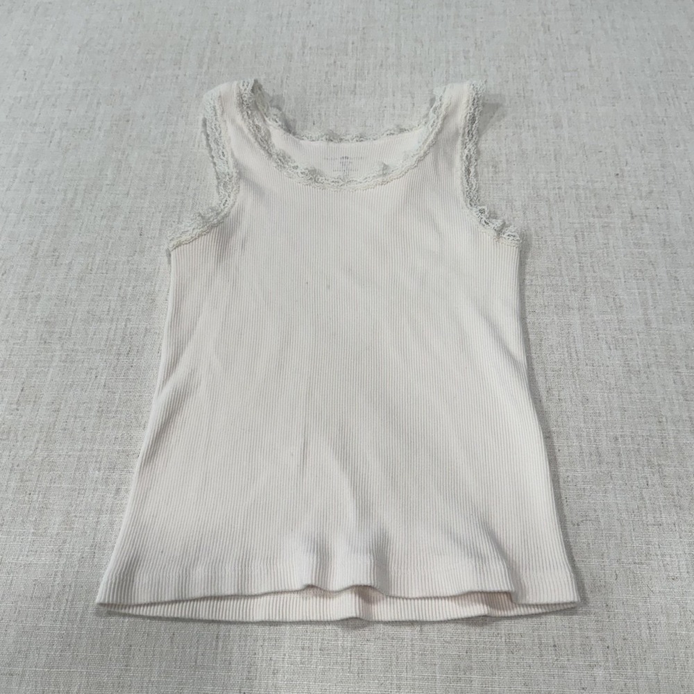 Brandy Melville Tank Top One Size Xs/S Light Pink Ribbed Lace Sleeveless